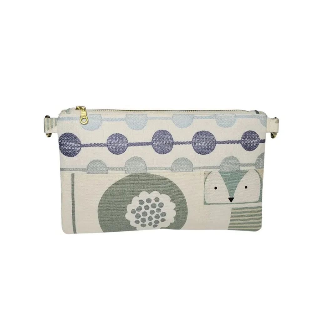 Henry Handbags Gray and White Zipper Pouch with Fox